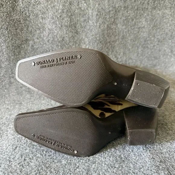 Donald J Pliner Western Equestrian Rain Boots Cow Print Brown Beige 8 Rubber - Picture 8 of 10